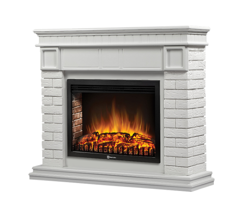 Портал для электрокамина Firelight Bricks 30 камень белый белая эмаль НС-1277348