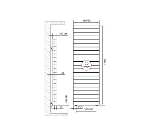 Радиатор биметаллический Royal Thermo PianoForte Tower 22 секции Bianco Traffico 1176343