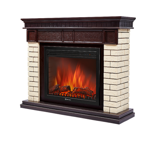 Портал для электрокамина Firelight Bricks 25 камень бежевый шпон темный дуб НС-1202848