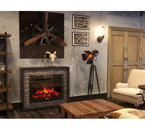 Портал для электрокамина Firelight Loft 30 черный камень черная эмаль НС-1199827