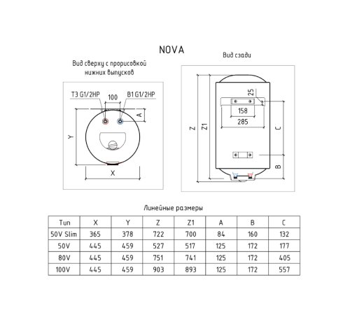 Водонагреватель накопительный Thermex Nova 150 V 150 л вертикальный сухой ТЭН 111025