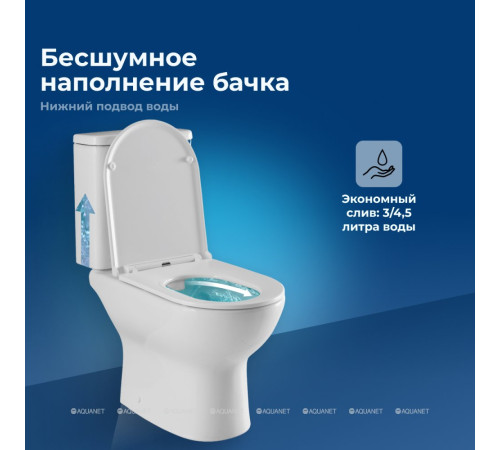Чаша напольного унитаза Aquanet Ray-C с сиденьем Soft Close Slim Rimless 00326011