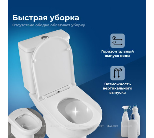 Чаша напольного унитаза Aquanet Ray-C с сиденьем Soft Close Slim Rimless 00326011