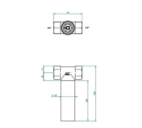 Корпус вентиля THG 3/4 встраиваемый для холодной воды правый золото G00-A00-32/HA