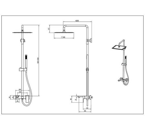 Душевая стойка Boheme Qubic никель 478-NB