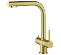Смеситель для кухни с выдвижным Г-изливом под питьевую воду Timo Saona золото матовое 2356/17FL