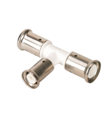 Тройник пресс-фитинг HENCO PVDF переходной уменьшенный 32x26x32 мм белый 10PKW-322632