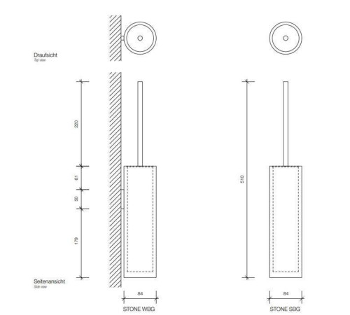 Ершик для туалета напольный Decor Walther Black Stone SBG черный матовый/матовая сталь 0970865