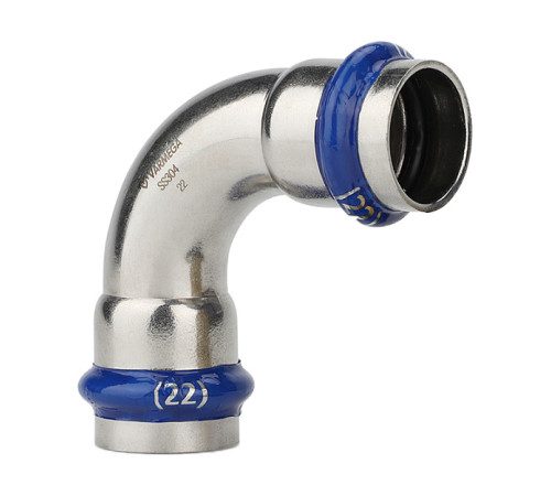 Угольник 90° двухраструбный Varmega Inox Press 35x35 мм VM710003535