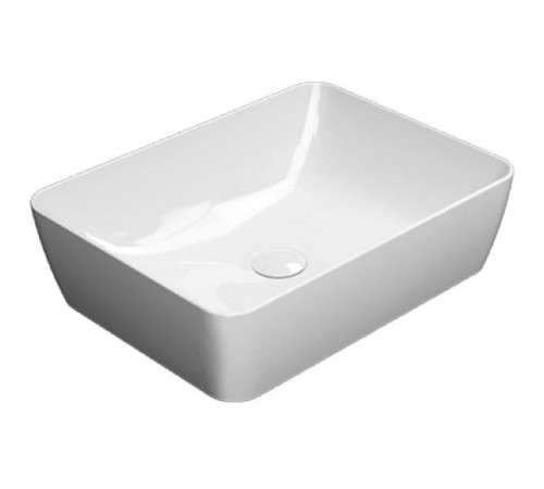 Раковина накладная GSI NUBES 500 х 380 мм без отверстия под смеситель с донным клапаном белый глянцевый 9037PVC11