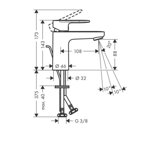 Смеситель для раковины Hansgrohe Vernis Blend 100 с донным клапаном хром 71551000