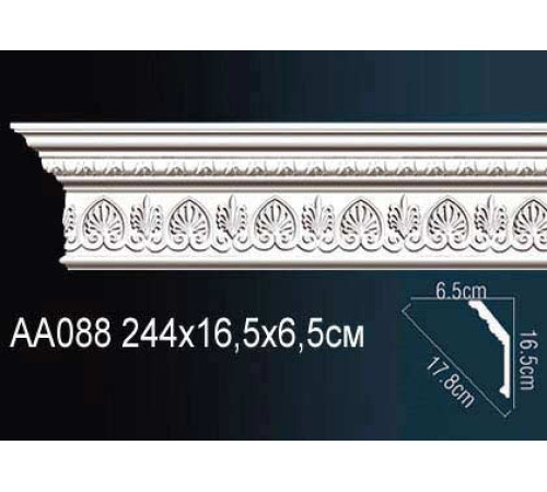 Карниз потолочный полиуретановый Perfect AA088 с рисунком 180x180x2400 мм AA088