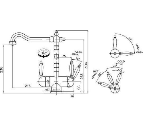 Смеситель для кухни Omoikiri Amagasaki-AB-022 с подключением фильтра античная латунь 4994292