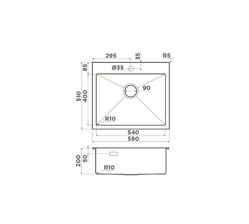 Кухонная мойка Omoikiri Akisame 59-LG 59x51 см светлое золото 4973082
