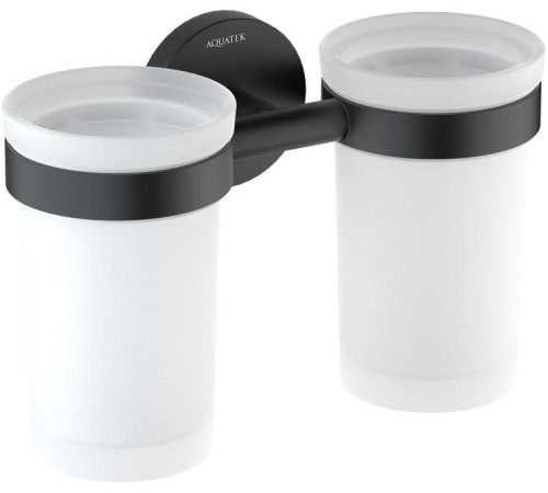 Стакан с держателем двойной Aquanet Europa матовый черный AQ4117MB