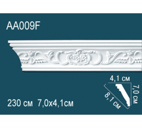 Карниз потолочный Perfect AA009F полиуретановый гибкий с орнаментом 70x40x2400 мм AA009F