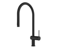 Смеситель для кухни AQUAme Cucina с выдвижным U-изливом черный матовый AQM9901MB