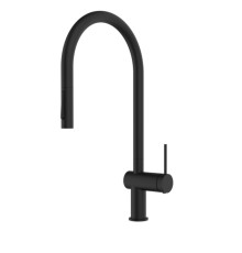 Смеситель для кухни AQUAme Cucina с выдвижным U-изливом черный матовый AQM9901MB