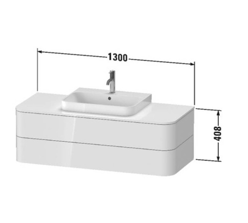 Тумба подвесная Duravit Happy D.2 Plus 130x55x40.8 см с 2 ящиками stone grey satin matt HP497209292/HP031KM8080