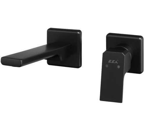 Смеситель для раковины настенный TOPAZ TIERA на 2 отверстия матовый черный (внешняя часть) 102167605C1EX-KK