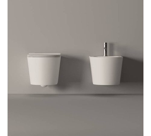 Унитаз подвесной Alice Ceramica Form 50х35 см безободковый с сиденьем микролифт 22300101SET