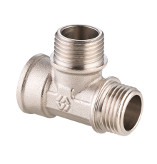 Тройник резьбовой Hogart 3/4 ВНН латунь никелированная BF51405