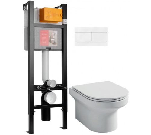 Унитаз подвесной с инсталляцией 40 см Jacob Delafon Elite сиденье тонкое микролифт клавиша белая E21755RU-00