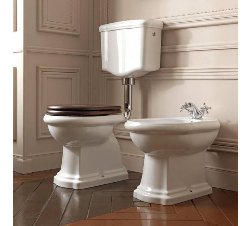 Унитаз приставной Kerasan Retro 72х38.5 см с низким бачком слив в стену белый/хром 101101/751390/760390/108201/757190