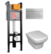 Унитаз подвесной с инсталляцией 40 см Jacob Delafon Vox сиденье тонкое микролифт клавиша хром E21770RU-00