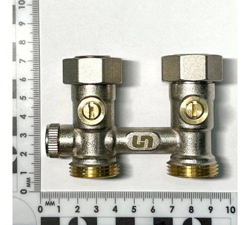 Узел радиаторный прямой Uni-Fitt 3/4 EK x 3/4 EK с кранами и байпасом 190N3301