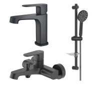 Набор смесителей 3 в 1 Aquatek Оберон (AQ1210MB+AQ1240MB+AQ2014MB) матовый черный AQ1230MB