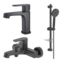Набор смесителей 3 в 1 Aquatek Оберон (AQ1210MB+AQ1240MB+AQ2014MB) матовый черный AQ1230MB