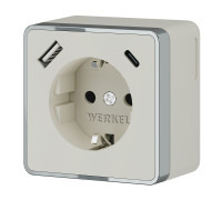 Розетка с заземлением, шторками и USB тип A+C Gallant слоновая кость W5071703