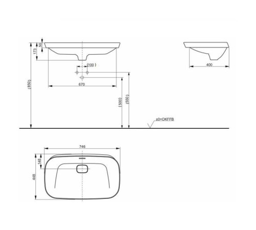 Раковина TOTO Neorest 74.6x44.8x17.3 см LW3717HY#XW