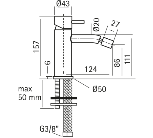 Смеситель для биде Cisal Xion однорычажный нержавеющая сталь XI000564D1