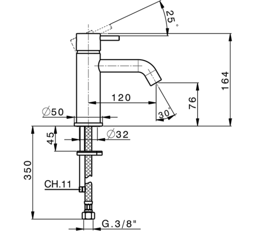 Смеситель для раковины Cisal Less New однорычажный черный LN00054040