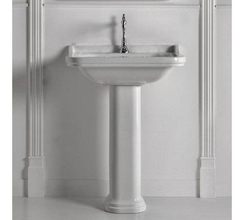 Раковина Kerasan Waldorf 80х55 см 1 отверстие с пьедесталом керамическая белый/хром 4141K1bi/cr*1/417001