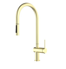 Смеситель для кухни AQUAme Cucina с выдвижным U-изливом золото AQM9901BG