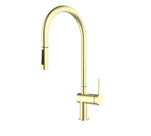 Смеситель для кухни AQUAme Cucina с выдвижным U-изливом золото AQM9901BG