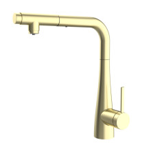 Смеситель для кухни AQUAme Cucina с выдвижным L-изливом золото AQM9902BG