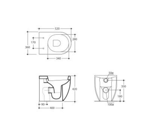 Унитаз напольный приставной Kerasan Flo 52х36 см с бачком и сиденьем Slim 311601/2481K1
