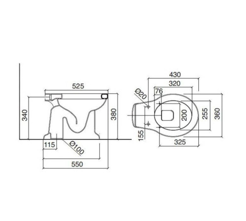Унитаз с высоким бачком Sbordoni Palladio 43х36 см слив в пол матовая бронза белый 7020/7028/TB03-BT/MC03-BT