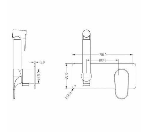 Гигиенический душ встраиваемый Boheme Spectre со смесителем хром 457-CR