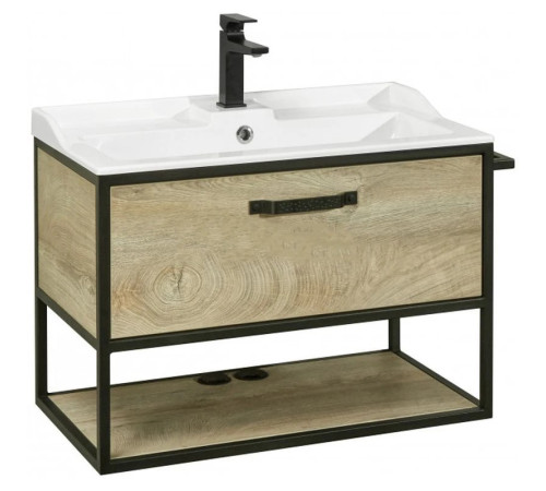 Комплект мебели для ванной AQUATON Лофт Фабрик 80 Дуб Эндгрейн с раковиной Фабиа 80 1A2424K1LTDU0