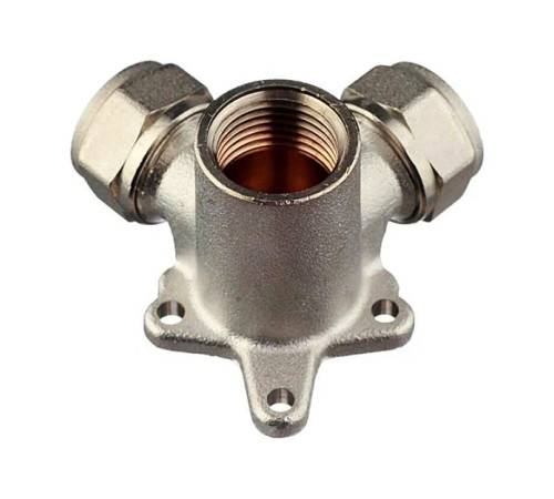 Водорозетка латунная никелированная трехплоскостная Tiemme 16x1/2 ВР x 16 1600063