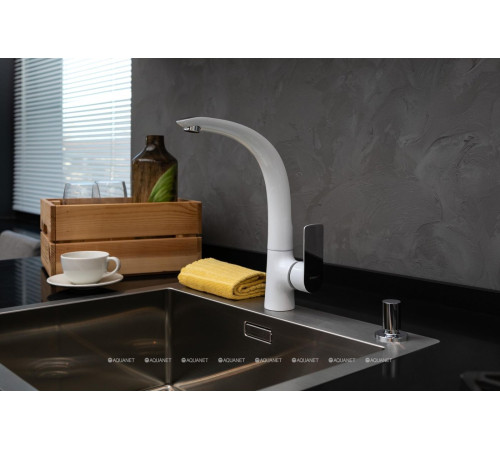 Смеситель для кухни Aquanet Arctic высокий хром/белый AF520-41CW