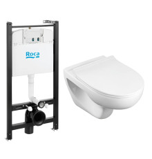 Комплект инсталляции с подвесным унитазом Roca Victoria Rimless и сиденьем Slim микролифт 893105010