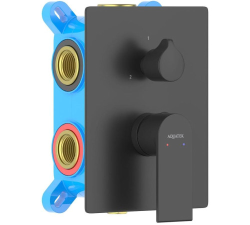 Смеситель для ванны Aquanet ЛИРА скрытого монтажа 3 режима (внешняя и скрытая часть) матовый черный AQ1447MB