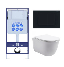 Комплект 4 в 1 инсталляция AQUATEK Standard INS-0000012 клавиша KDI-0000012 унитаз КЛАССИК AQ1111-00 КЛАССИК-012 4в1