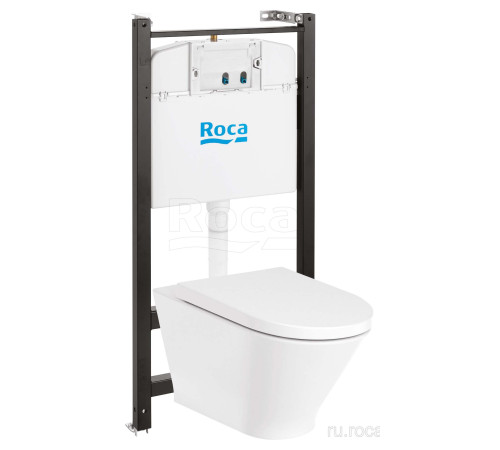 Комплект инсталляция с подвесным унитазом Roca The Gap Round Rimless и сиденьем Supralit без кнопки 893105000